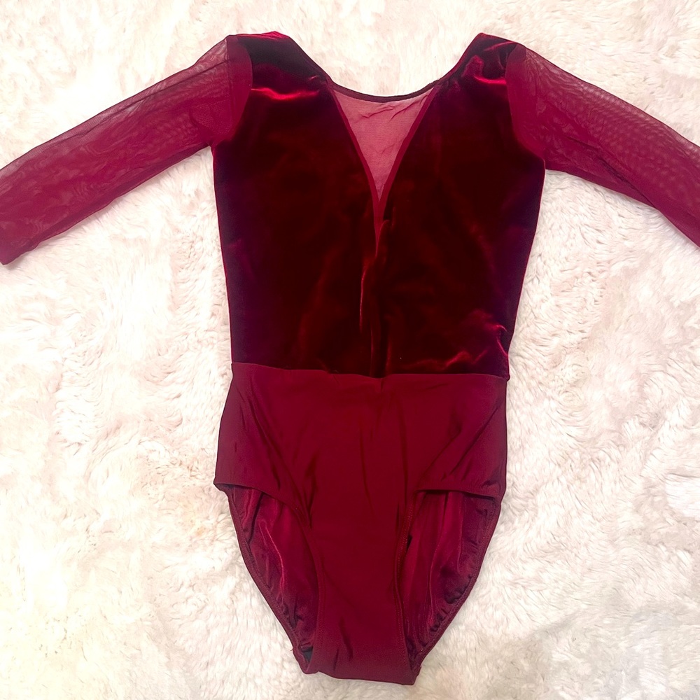 Eleve Dancewear Burgundy Velvet Leotard